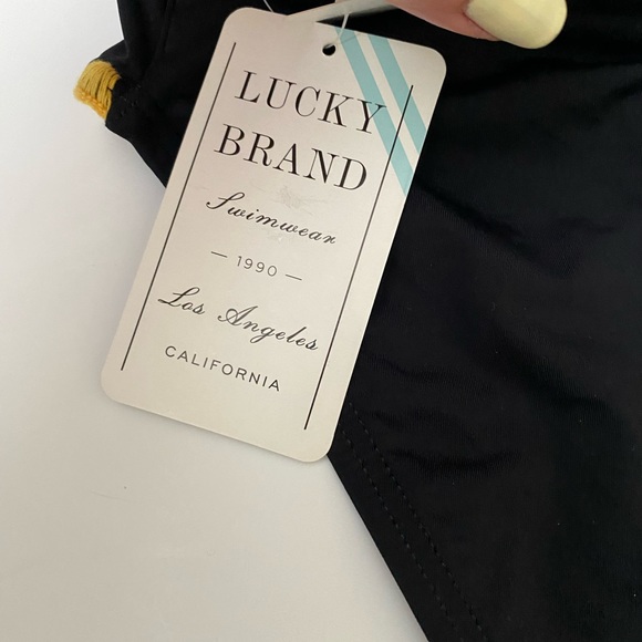 Lucky Brand bikini bottoms black crochet detail swimsuit Hipster bathing M - Picture 7 of 11